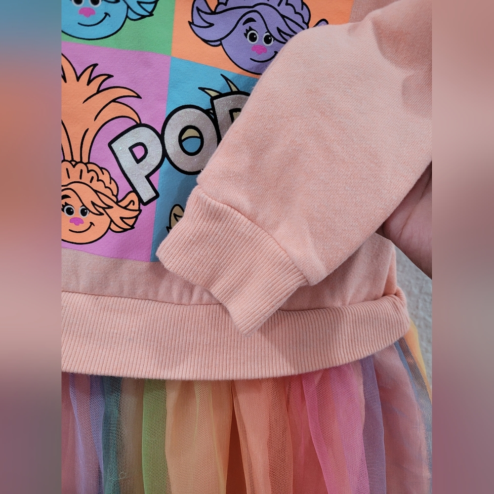 Colorful Trolls Long Sleeve Dress 3t - Picture 7 of 9